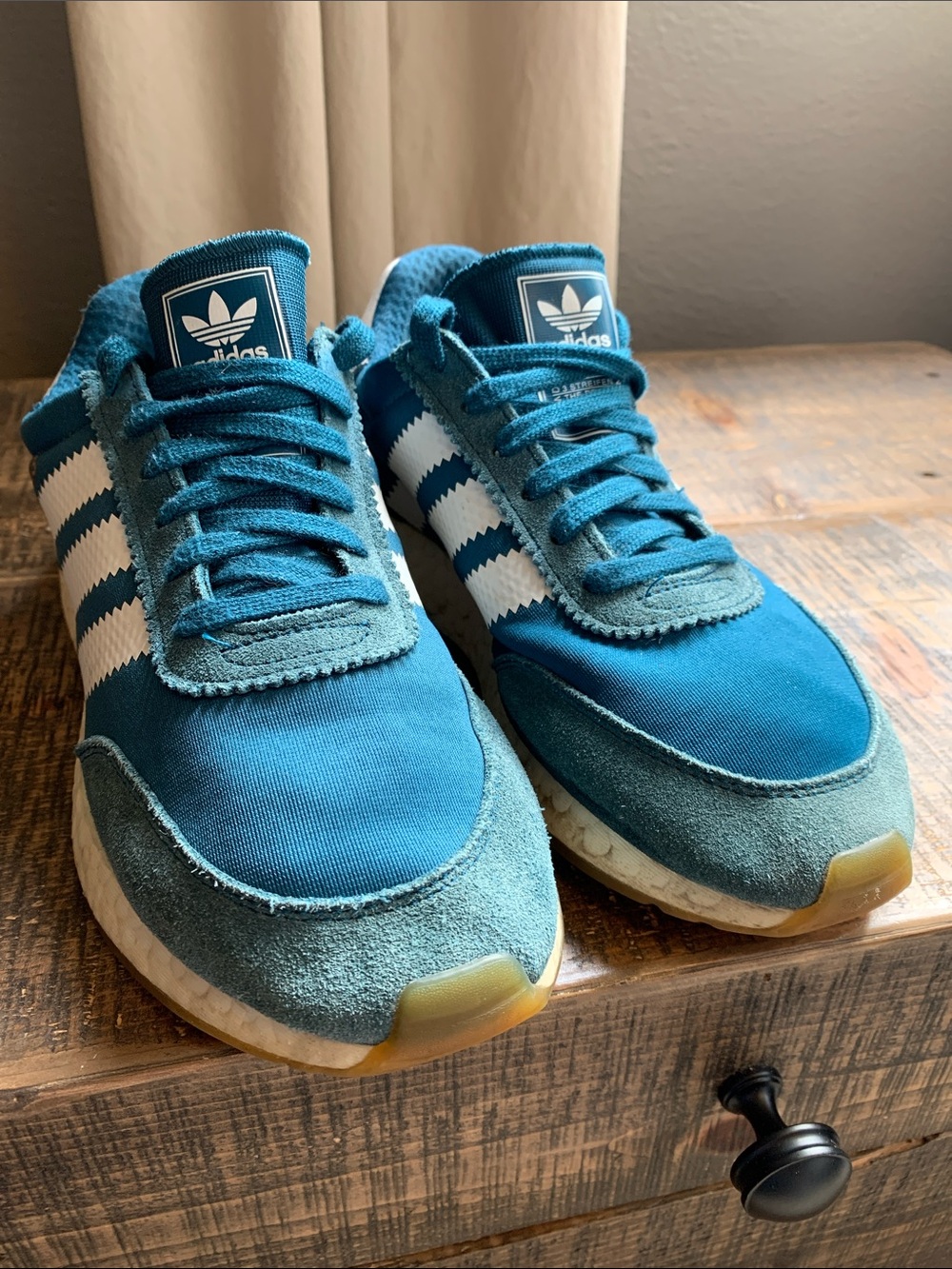 Adidas Originals Iniki I-5923 Teal Blue Suede & Nylon Sneakers